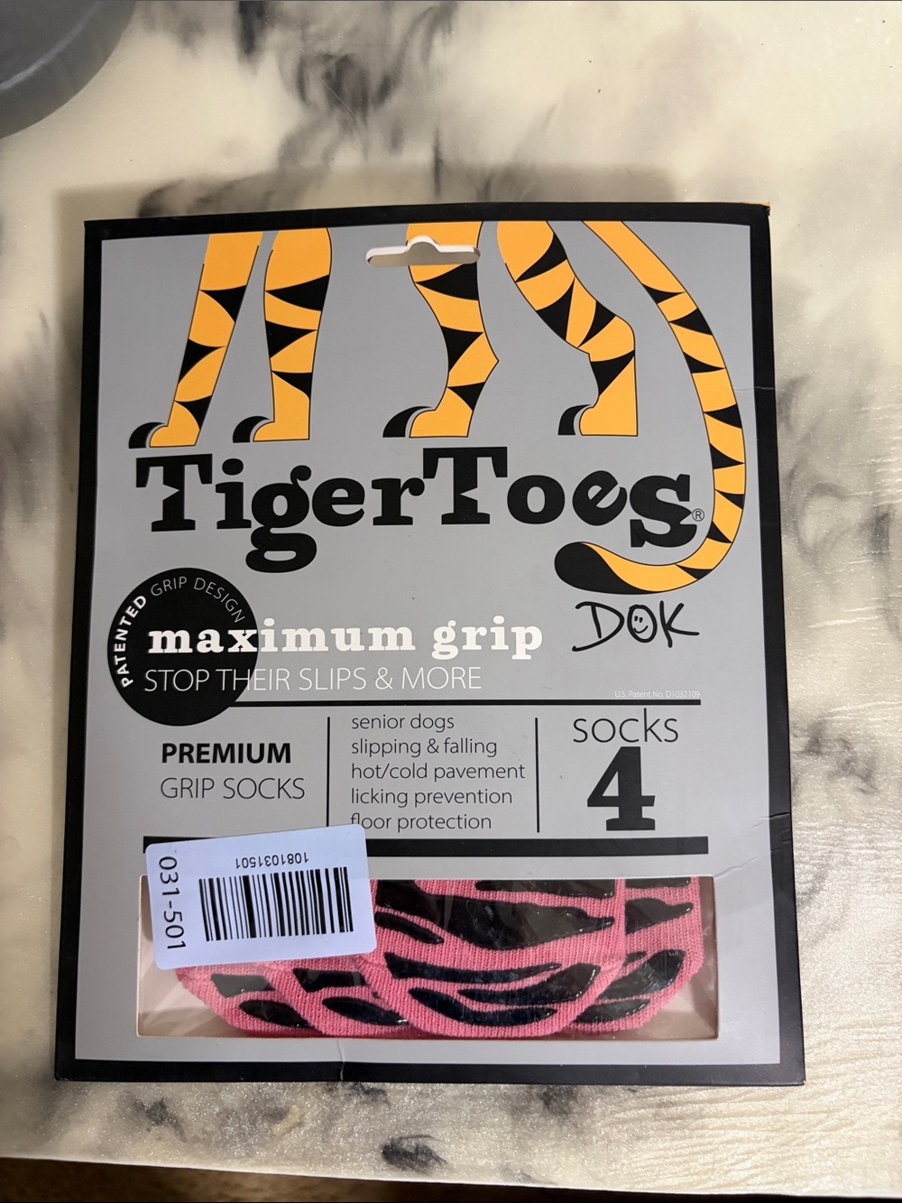 Pink Premium Grip Dog Socks - Pack of 4